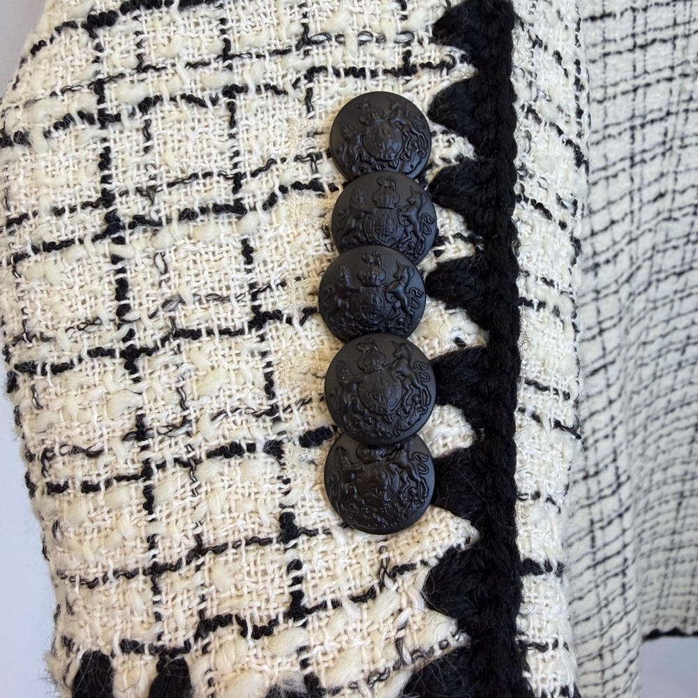 Veronica Beard Palatine Tweed Mini Dress White Black Sz 14 - Picture 7 of 11